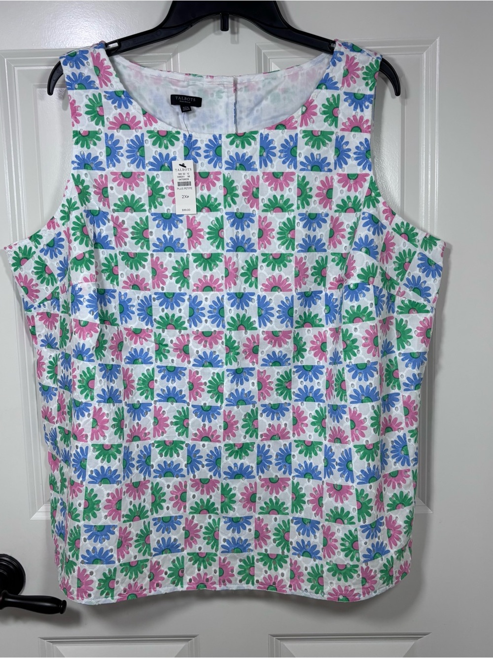 NWT Talbots Daisy Eyelet Shell Sleeveless Cotton Zip Blouse Women’s 2XP